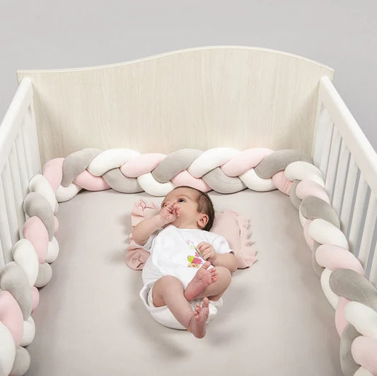  tresse de lit bebe  rose gris blanc